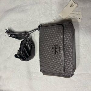 Tory Burch Black Woven Leather Crossbody